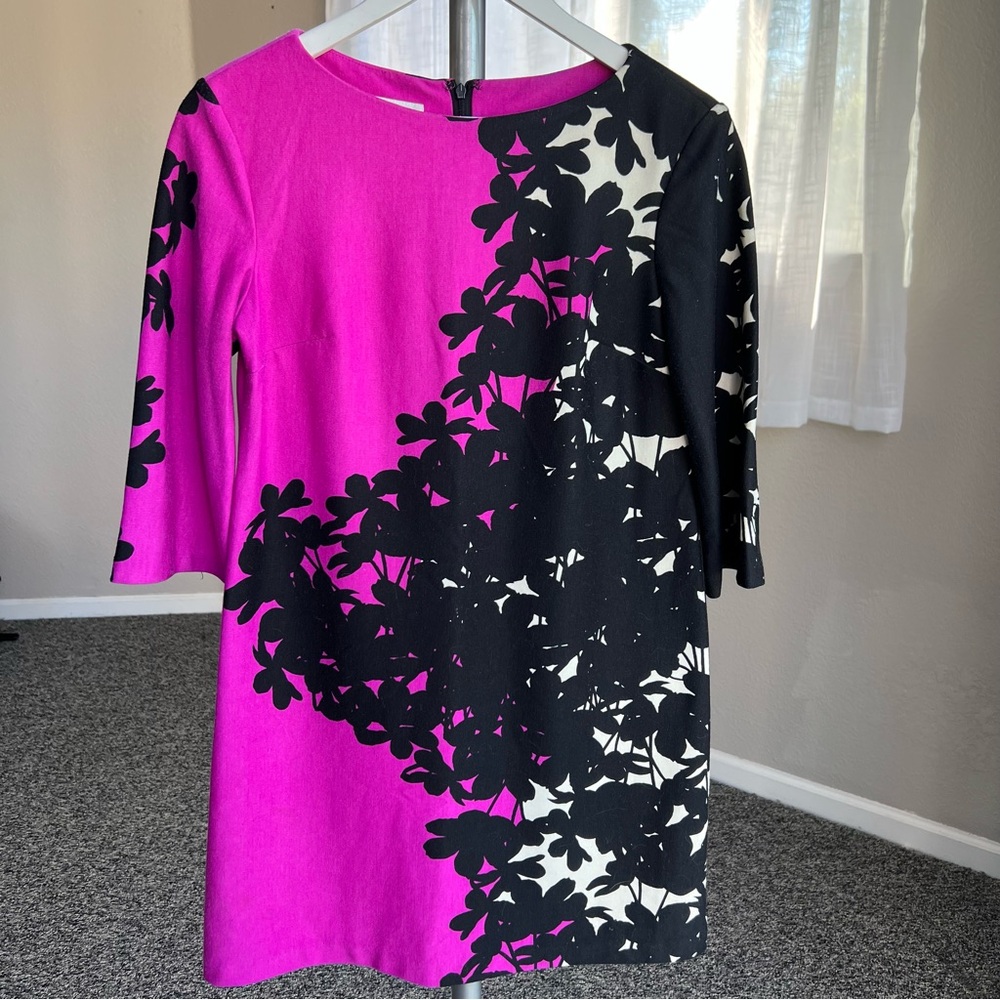 Donna Morgan Fuchsia and Black Floral Dress - Picture 1 of 7